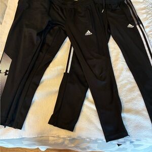 adidas Black Kids Training Joggers with White Stripe